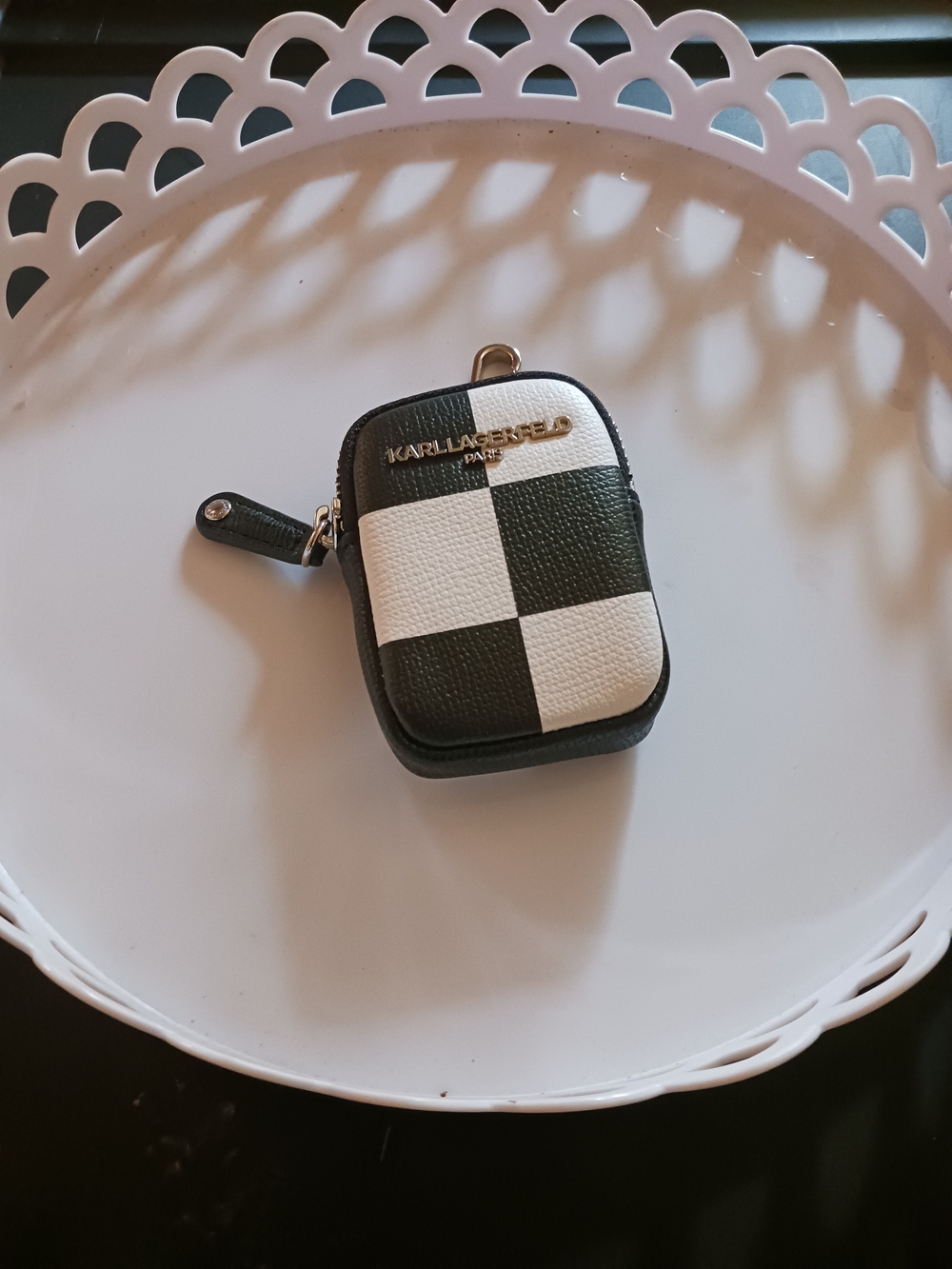 Karl Lagerfeld Paris Black & White Checker Key Pouch - Picture 8 of 8